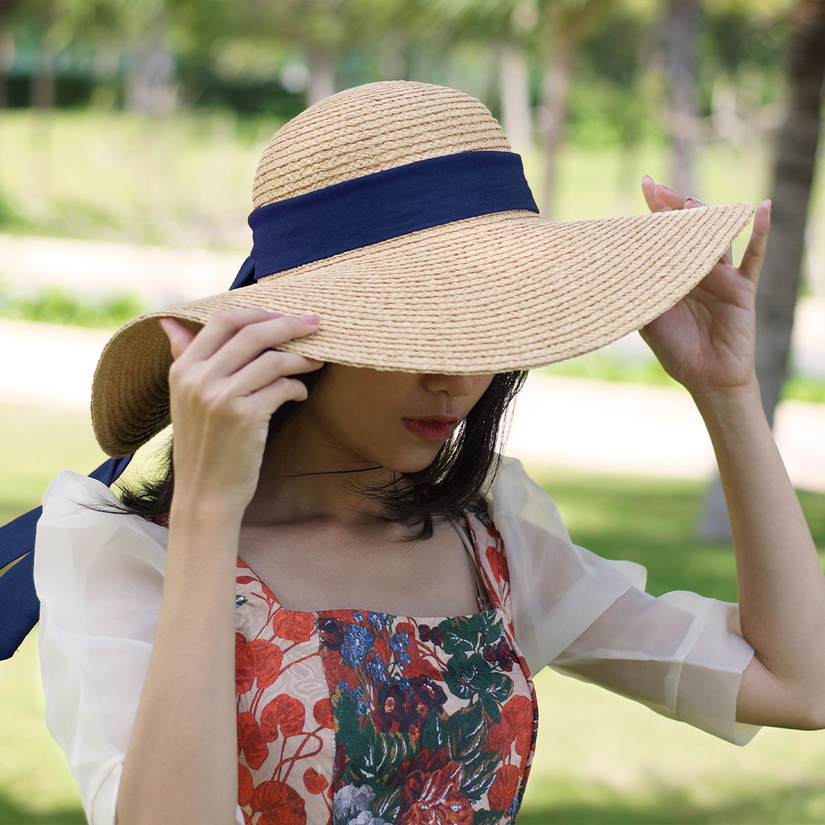 Nón Cói Raffia Chóp Tròn Vành 11cm - NƠ CÓI