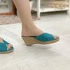 Guốc Mules Cói Hở Mũi Phối Vải Hemp 6cm - HOÀNG HÔN