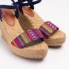 Sandal Cói Đế Xuồng Quai Ngang Thổ Cẩm 8cm - HOÀNG QUYÊN