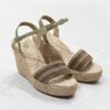 Sandal Cói Đế Xuồng Quai Ngang Thổ Cẩm 8cm - HOÀNG QUYÊN