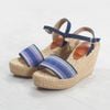 Sandal Cói Đế Xuồng Quai Ngang Thổ Cẩm 8cm - HOÀNG QUYÊN