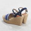Sandal Cói Đế Xuồng Quai Ngang Thổ Cẩm 8cm - HOÀNG QUYÊN