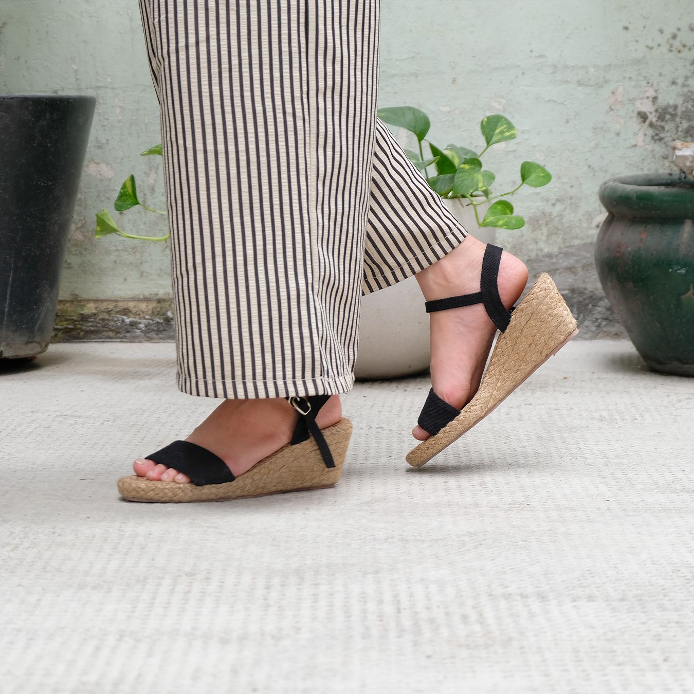 Sandal Cói Đế Xuồng Quai Ngang 6cm - HOÀNG QUYÊN
