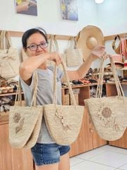 Túi Móc Tay Sợi Cọ Raffia Cao Cấp - CAM LÂM 25