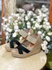 Sandal Cói Đế Xuồng Quai Chữ X Phối Quai Thun 10cm - VÂN GIANG