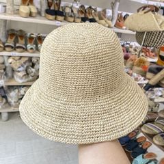 Nón Móc Thủ Công Sợi Cọ Raffia Tự Nhiên Vành 8cm - CAM LÂM