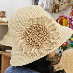 Hoa Trang Trí Móc Thủ Công Sợi Cọ Raffia Tự Nhiên