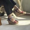 Sandal Cói Đế Xuồng Quai Ngang Thổ Cẩm 8cm - HOÀNG QUYÊN
