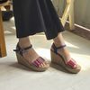 Sandal Cói Đế Xuồng Quai Ngang Thổ Cẩm 8cm - HOÀNG QUYÊN
