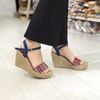 Sandal Cói Đế Xuồng Quai Ngang Thổ Cẩm 8cm - HOÀNG QUYÊN