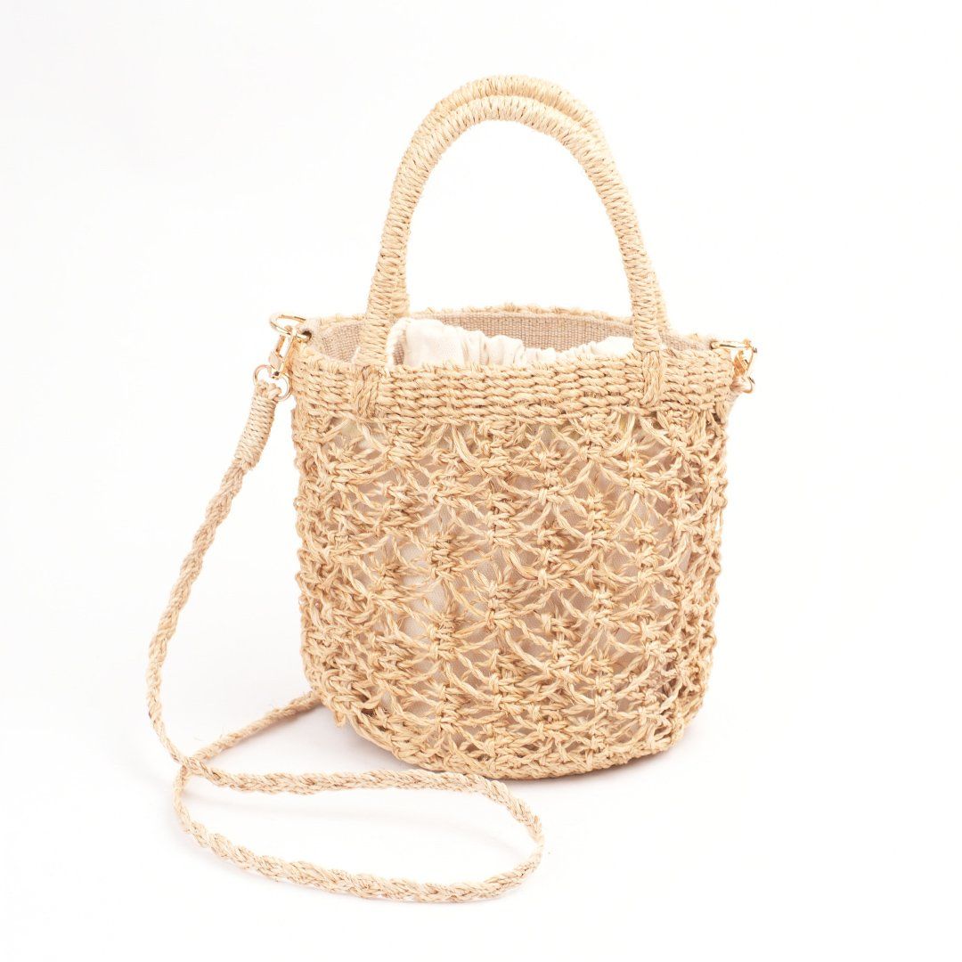 Túi Cói Abaca Dáng Bầu Móc Họa Tiết Macrame - JASMINE