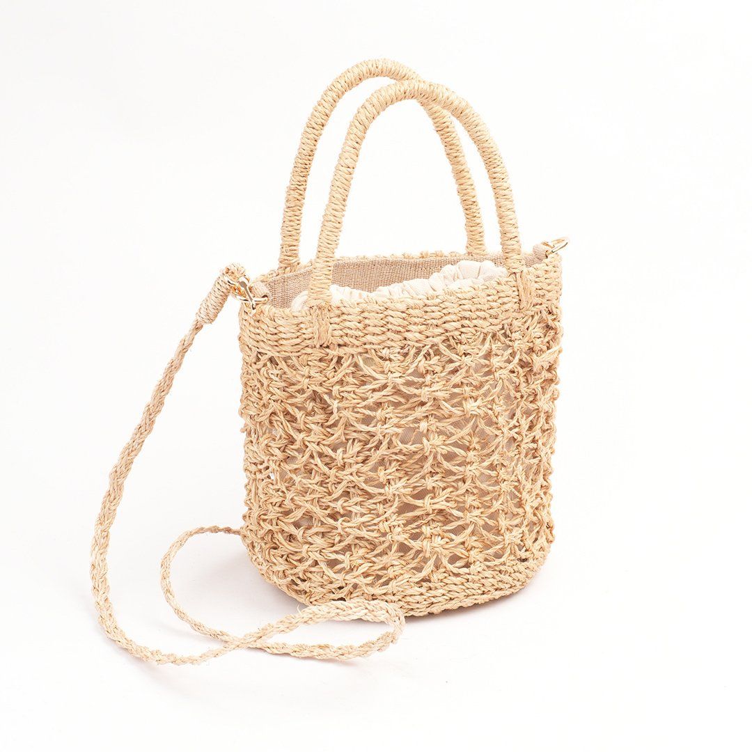 Túi Cói Abaca Dáng Bầu Móc Họa Tiết Macrame - JASMINE