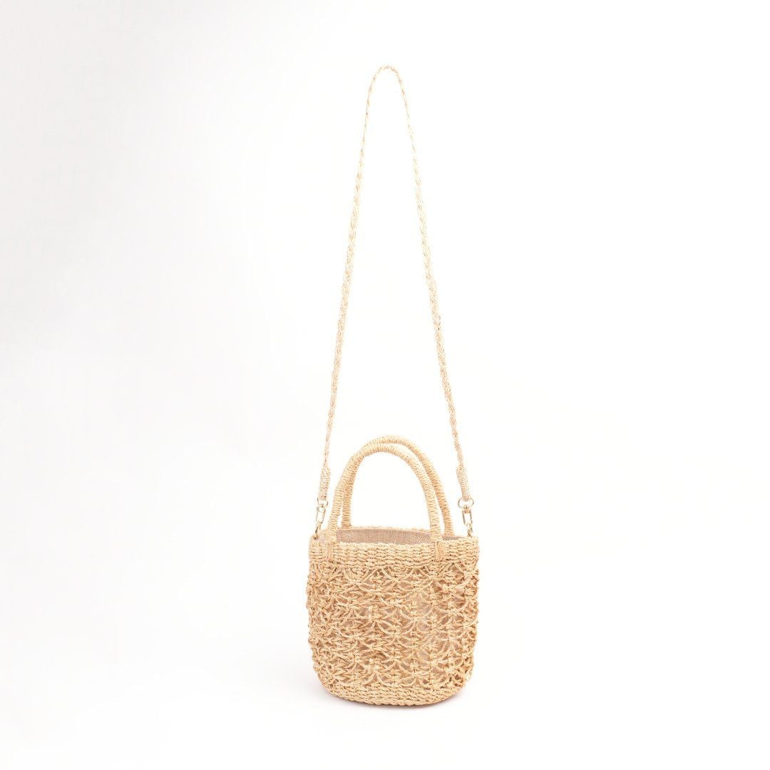 Túi Cói Abaca Dáng Bầu Móc Họa Tiết Macrame - JASMINE