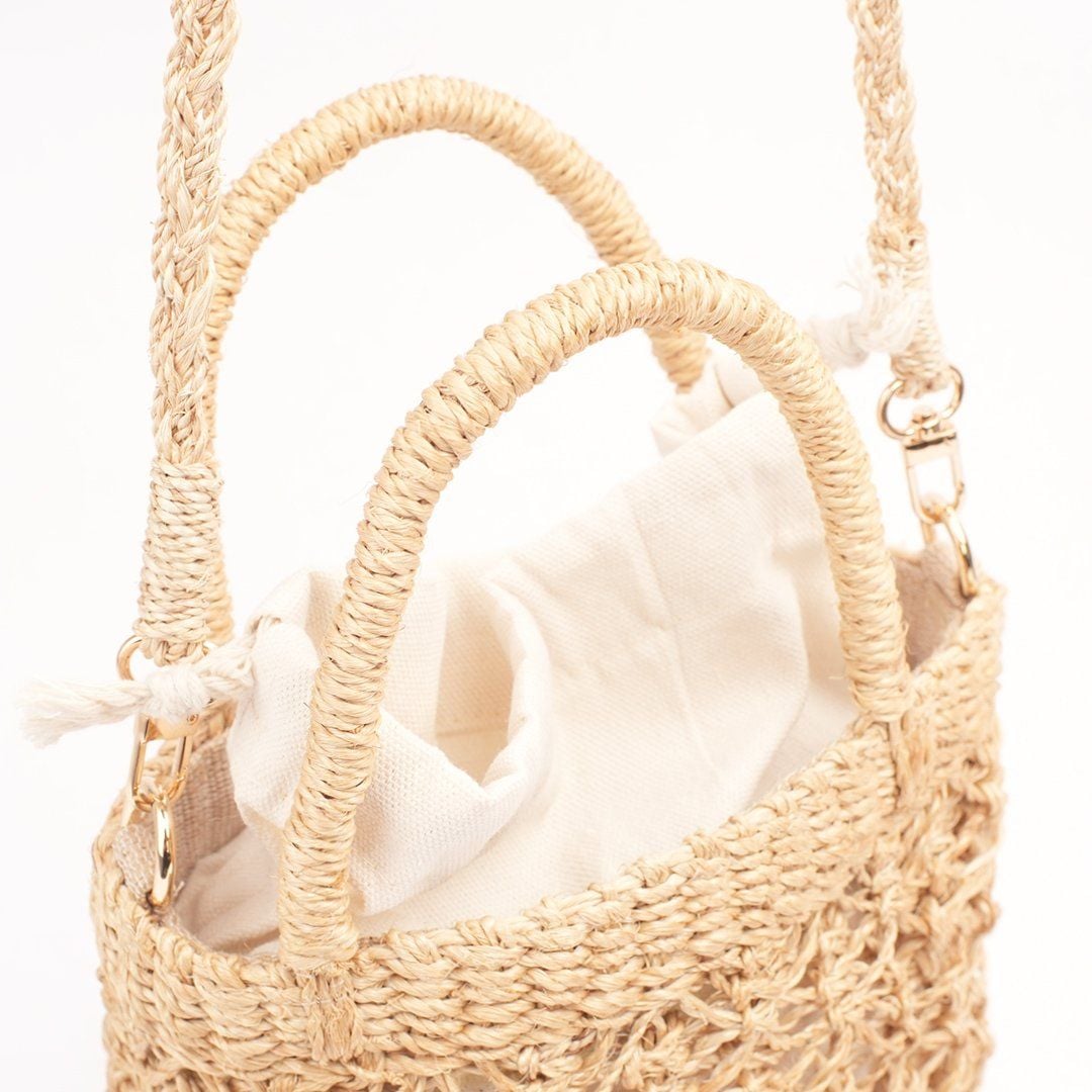 Túi Cói Abaca Dáng Bầu Móc Họa Tiết Macrame - JASMINE