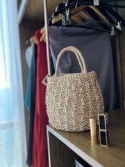Túi Cói Abaca Dáng Bầu Móc Họa Tiết Macrame - JASMINE