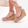 Sandal Cói Đế Xuồng Hở Mũi Phối Vải Hoạ Tiết 9cm - LÀN SÓNG