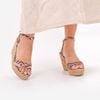 Sandal Cói Đế Xuồng Hở Mũi Phối Vải Hoạ Tiết 9cm - LÀN SÓNG