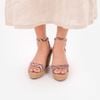 Sandal Cói Đế Xuồng Hở Mũi Phối Vải Hoạ Tiết 9cm - LÀN SÓNG