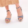 Sandal Cói Đế Xuồng Hở Mũi Phối Vải Hoạ Tiết 9cm - LÀN SÓNG