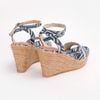 Sandal Cói Đế Xuồng Hở Mũi Phối Vải Hoạ Tiết 9cm - LÀN SÓNG