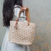 Túi Cói Abaca Hình Chữ Nhật Quai Da Móc Họa Tiết - MACRAME 6