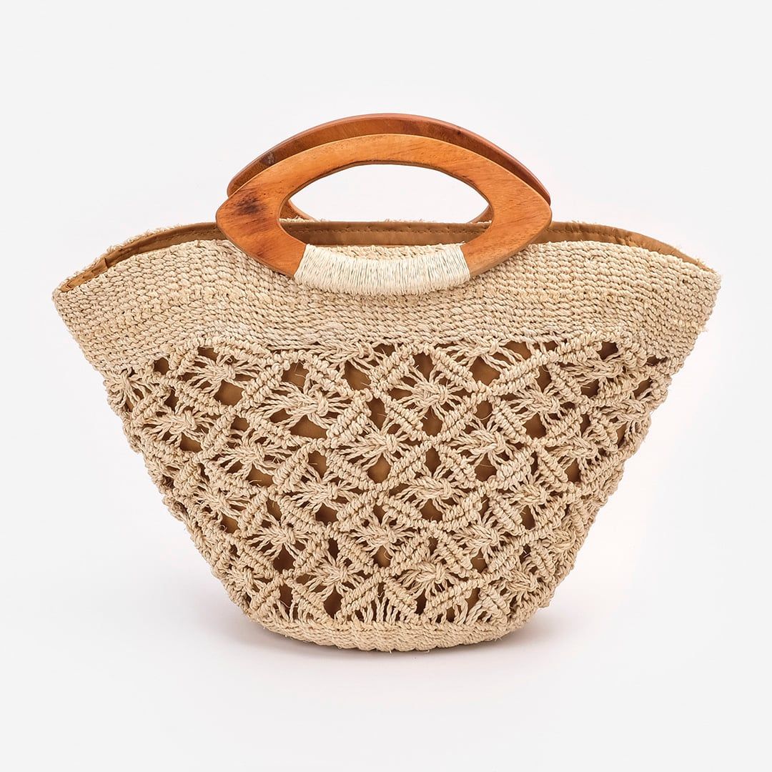 Túi Cói Abaca Hình Thang Cầm Tay Móc Họa Tiết - MACRAME 9