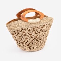 Túi Cói Abaca Hình Thang Cầm Tay Móc Họa Tiết - MACRAME 9