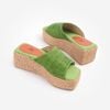 Dép Cói Đế Bằng Quai Ngang Phối Vải Hemp 5cm - NGỌC THẠCH