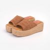 Dép Cói Đế Bằng Quai Ngang Phối Vải Hemp 5cm - NGỌC THẠCH