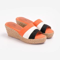 Guốc Cói Quai Ngang Phối 3 Màu 6cm - PALAUI