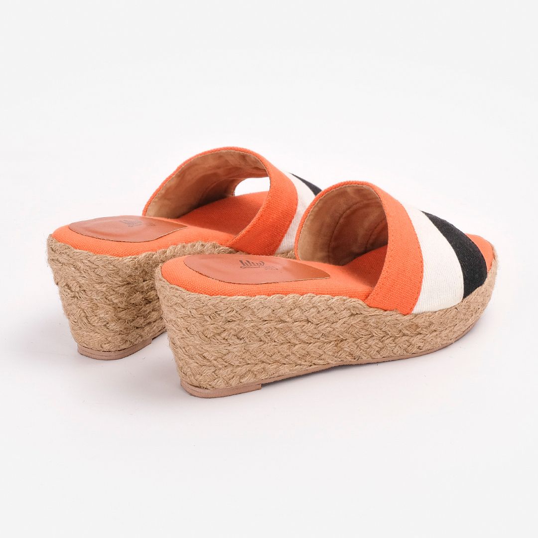 Guốc Cói Quai Ngang Phối 3 Màu 6cm - PALAUI