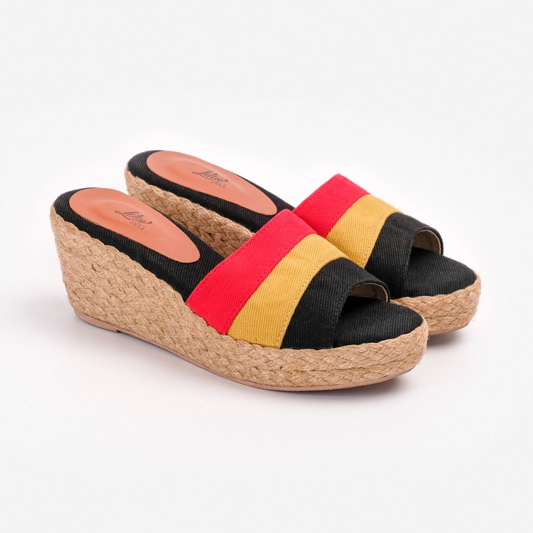 Guốc Cói Quai Ngang Phối 3 Màu 6cm - PALAUI