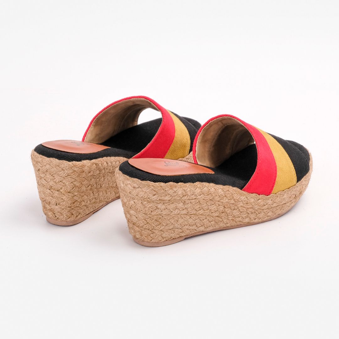 Guốc Cói Quai Ngang Phối 3 Màu 6cm - PALAUI