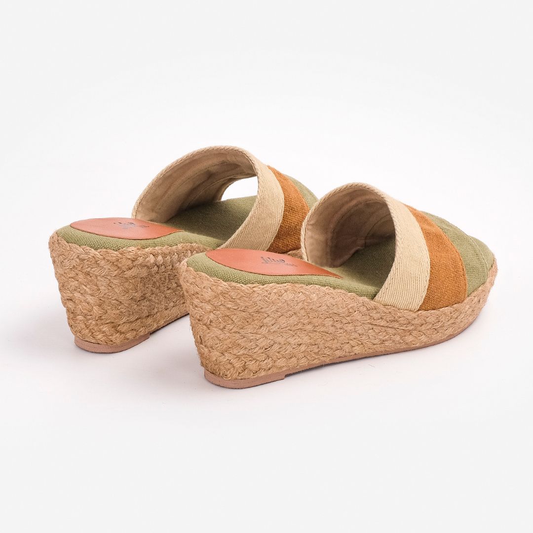 Guốc Cói Quai Ngang Phối 3 Màu 6cm - PALAUI