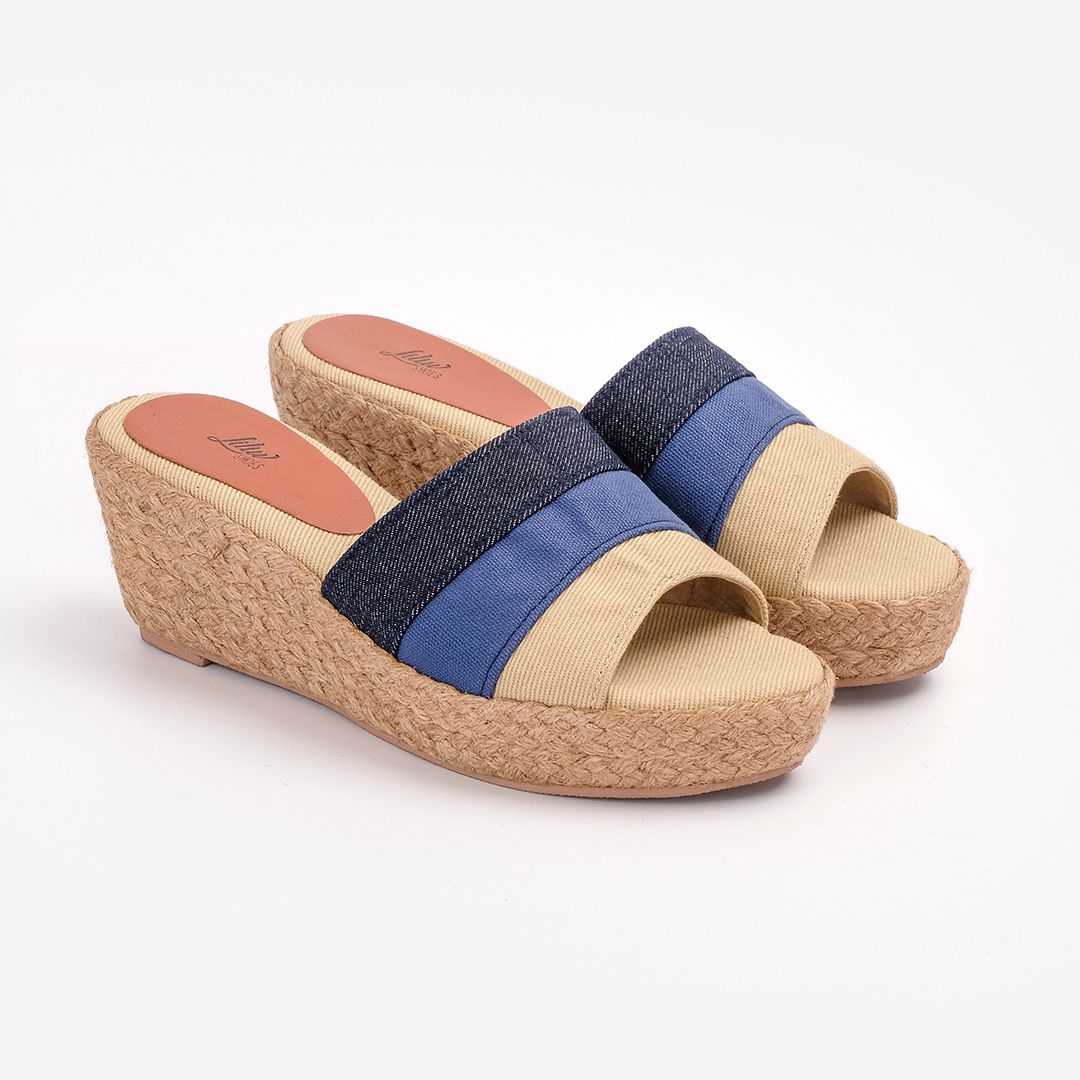 Guốc Cói Quai Ngang Phối 3 Màu 6cm - PALAUI