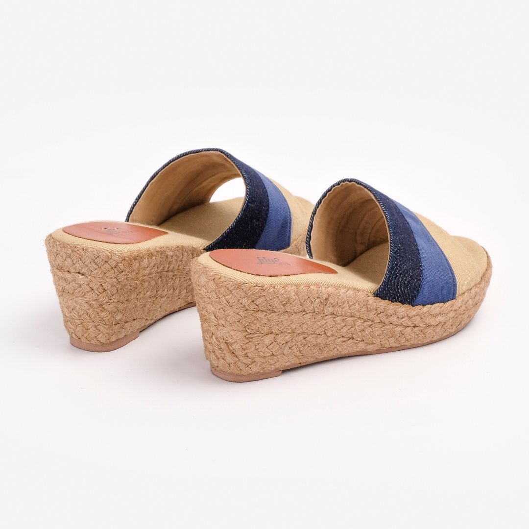 Guốc Cói Quai Ngang Phối 3 Màu 6cm - PALAUI