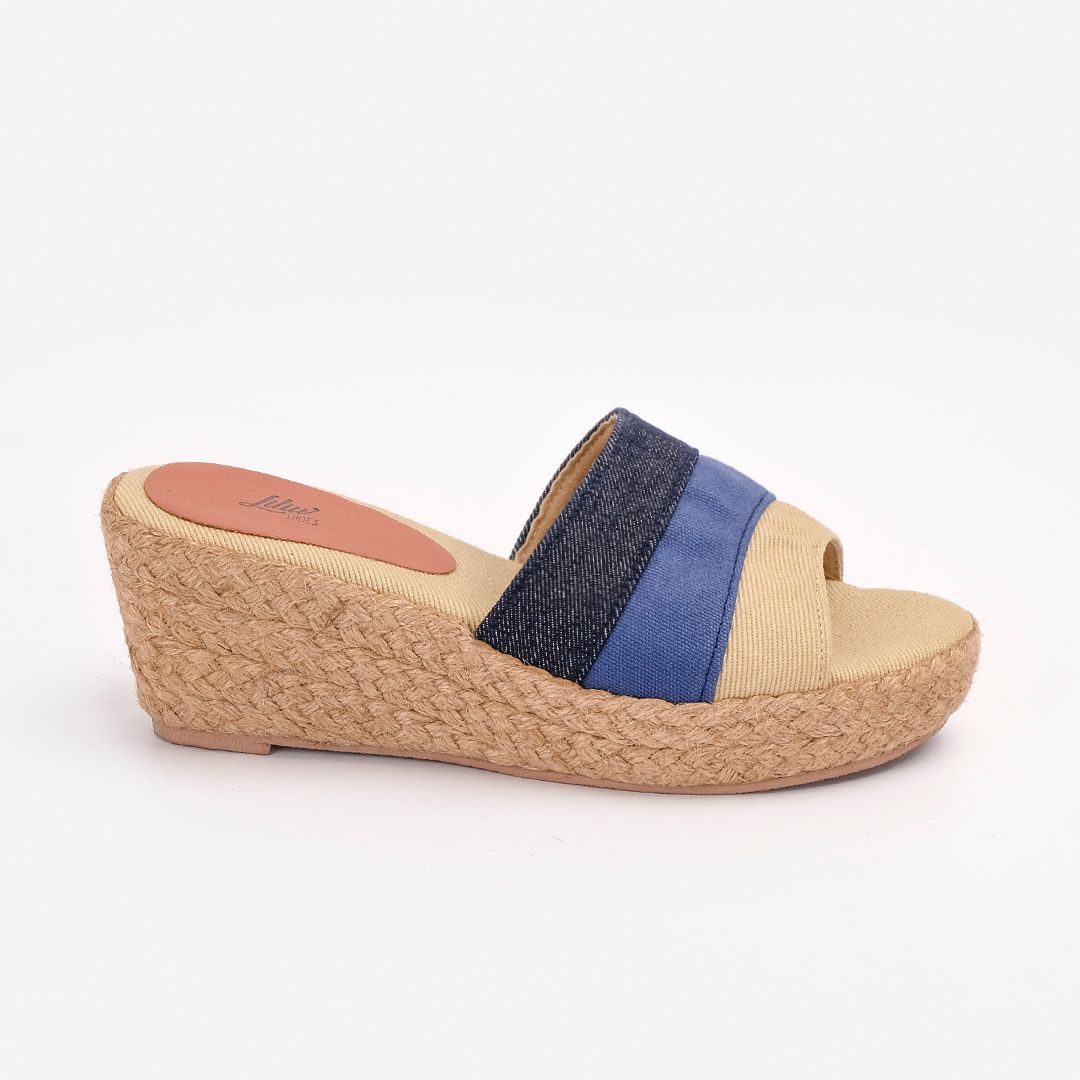 Guốc Cói Quai Ngang Phối 3 Màu 6cm - PALAUI