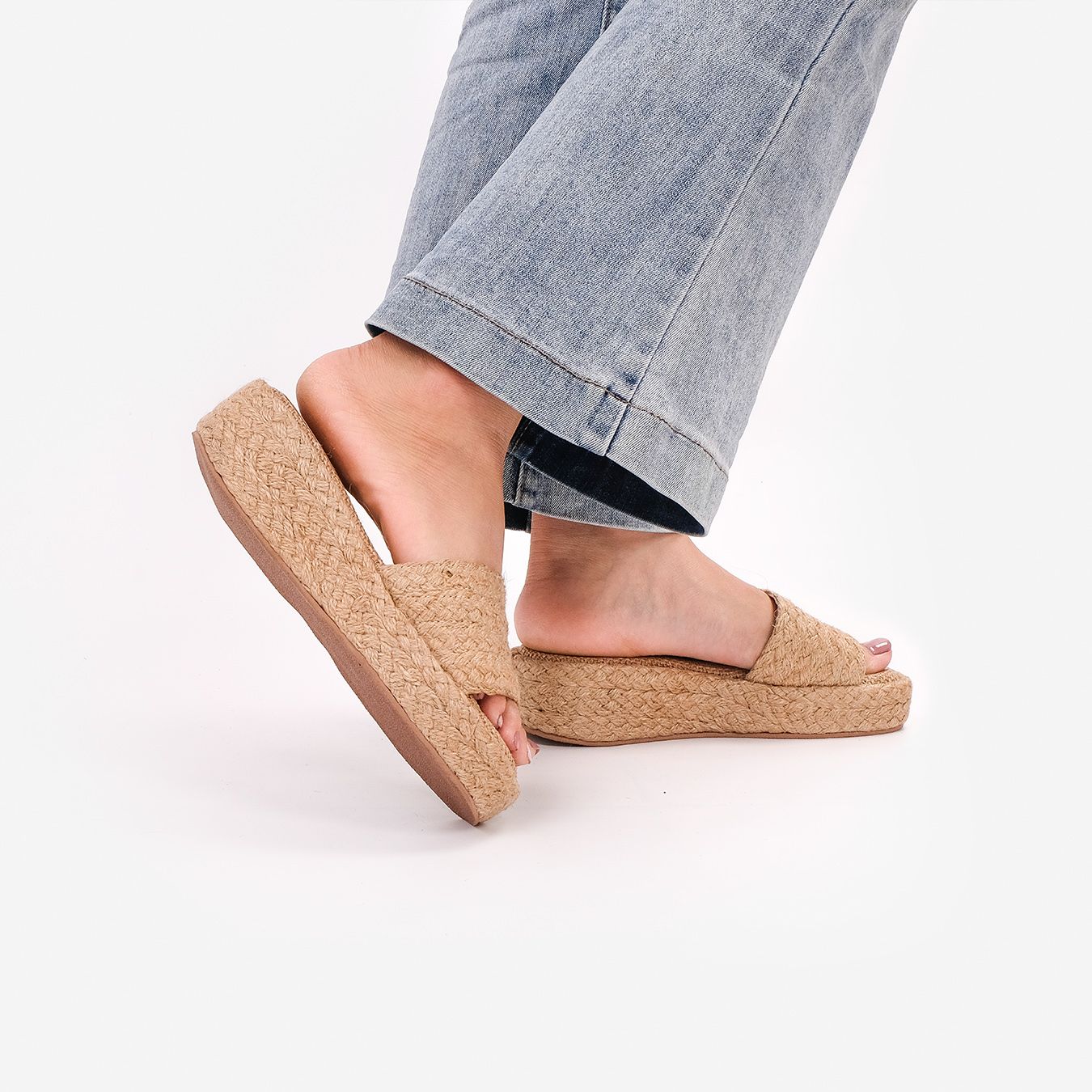 Dép Cói Đế Bằng Quai Ngang 4cm - QUỲNH NHƯ KHÔNG QUAI