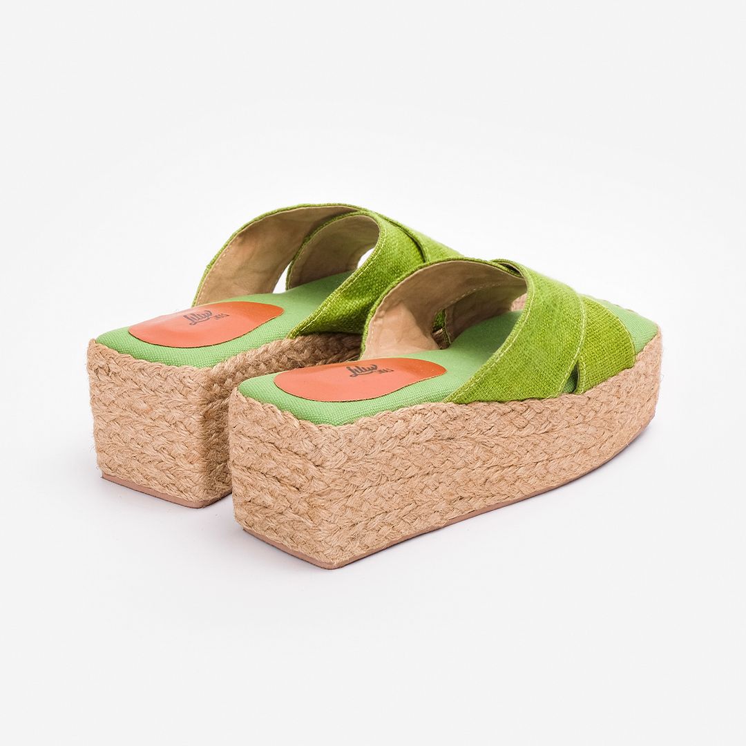 Dép Cói Đế Bằng Quai Chữ X Phối Vải Hemp 5cm - SA THẠCH