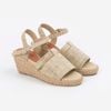 Giày Sandals Cói Quai Ngang Bản Rộng Phối Vải Hemp 6cm - SÔNG HÁT