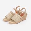 Giày Sandals Cói Quai Ngang Bản Rộng Phối Vải Hemp 6cm - SÔNG HÁT