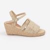 Giày Sandals Cói Quai Ngang Bản Rộng Phối Vải Hemp 6cm - SÔNG HÁT
