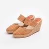 Dép Cói Sục Kín Mũi Phối Vải Hemp 8cm - THÁC MƠ
