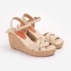 THANH ĐIỀN - Sandal Cói Đế Xuồng Quai Đan Họa Tiết Phối Vải Hemp 9cm