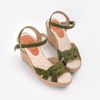 THANH ĐIỀN - Sandal Cói Đế Xuồng Quai Đan Họa Tiết Phối Vải Hemp 9cm