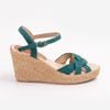 THANH ĐIỀN - Sandal Cói Đế Xuồng Quai Đan Họa Tiết Phối Vải Hemp 9cm