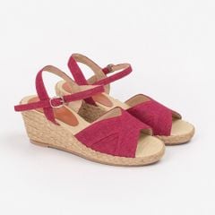 Đế Xuồng Cói Phối Vải Hemp Hở Mũi Quai Gài 6cm - THANH XUÂN