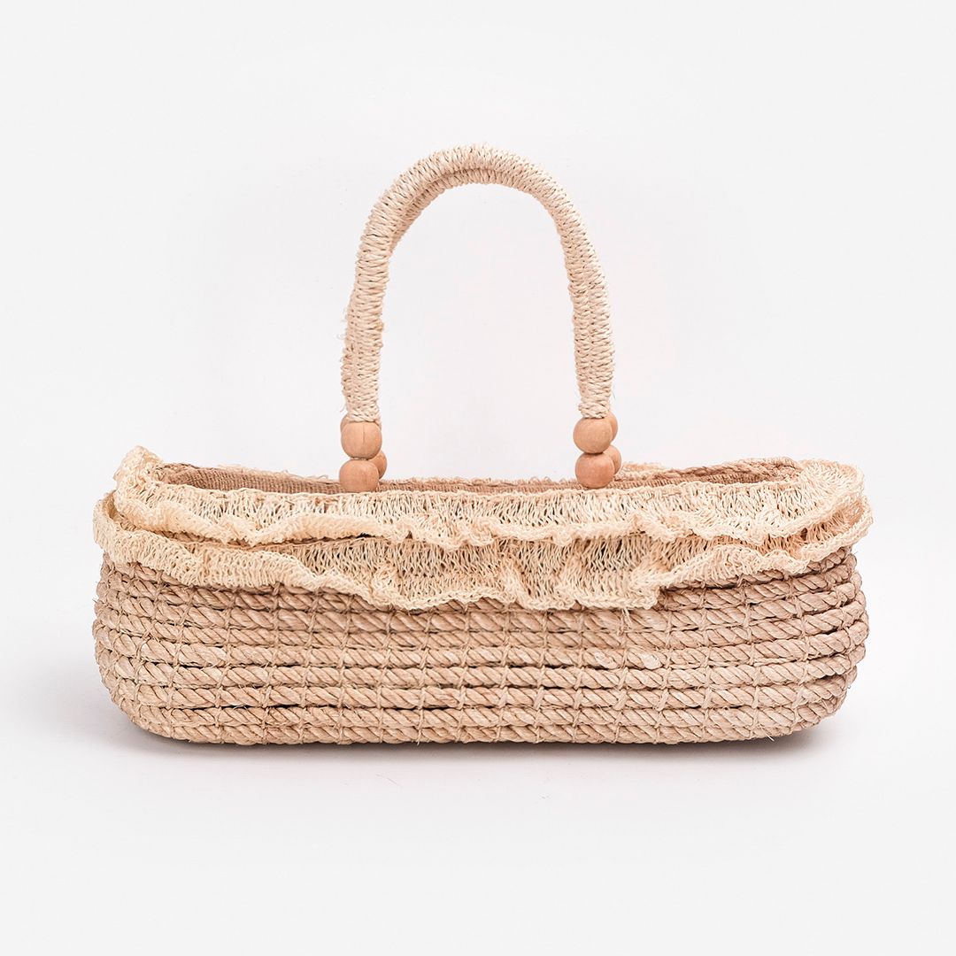 Túi Cói Abaca Xách Tay Dáng Thuyền Vàng Quai Cói