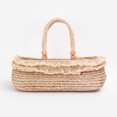 Túi Cói Abaca Xách Tay Dáng Thuyền Vàng Quai Cói