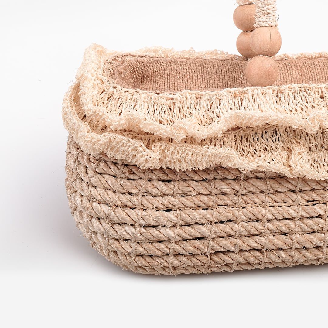 Túi Cói Abaca Xách Tay Dáng Thuyền Vàng Quai Cói